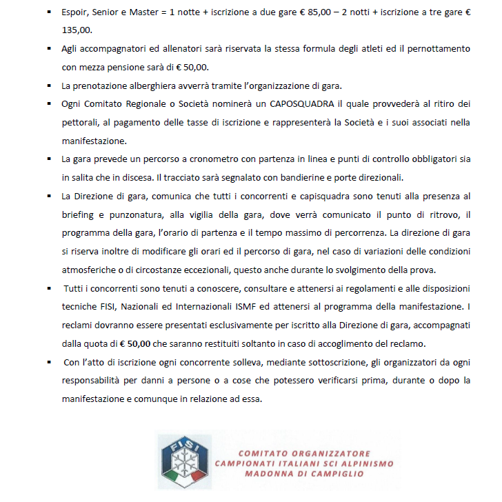 Regolamento Campionati Italiani Scialpinismo